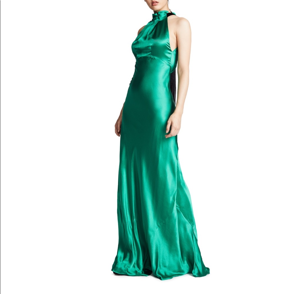 Red Carpet Ready Emerald Silk Gown